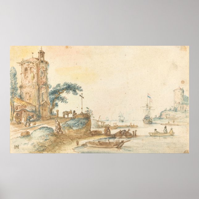 Scène avec tour - Hendrick Avercamp Poster d'Art (Devant)
