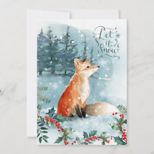 Scène bois, renard Carte de voeux de Noël