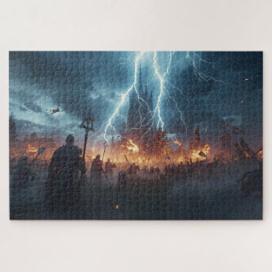 Scène de bataille de la mythologie nordique Puzzle
