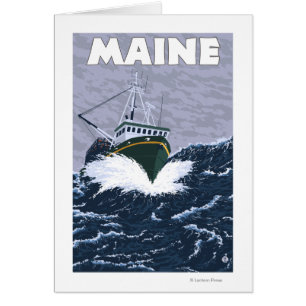 Scène de bateau de pêche du crabe du Maine