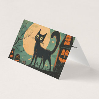 Scène de cimetière Halloween Chat Noir Rétro Effra