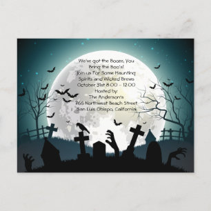 Scène de cimetière Invitation de fête d'Halloween