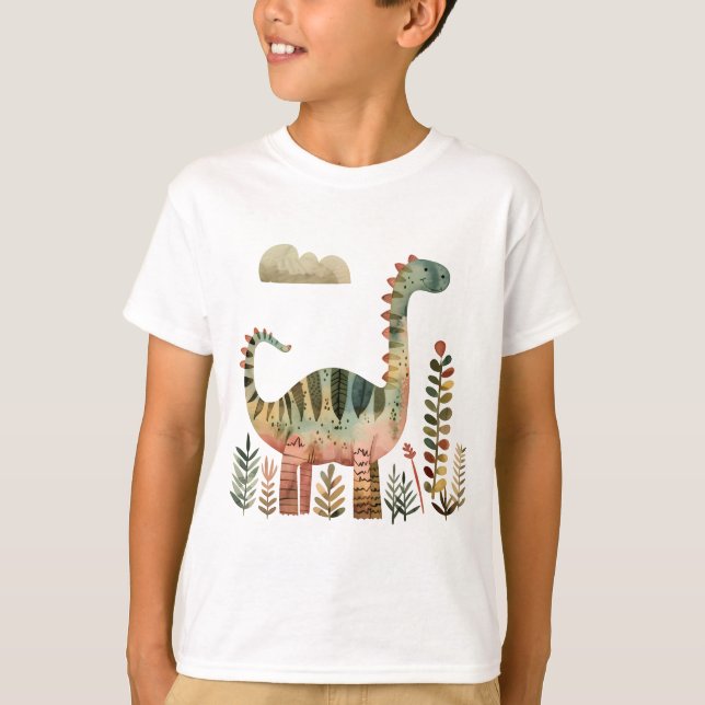 Scène de Dino Feuillu – T-shirt de dinosaure migno (Devant)