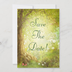 Scène de forêt enchantée Save The Date Mariage