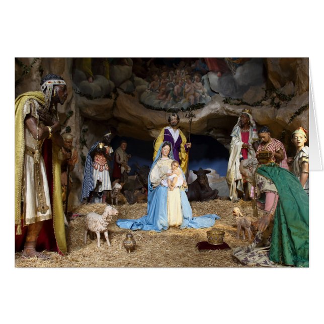 Scène de la Nativité de Noël antique (Devant horizontal)