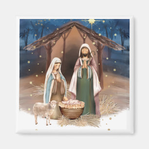 Scène de la Nativité Magnet cadeaux de Noël