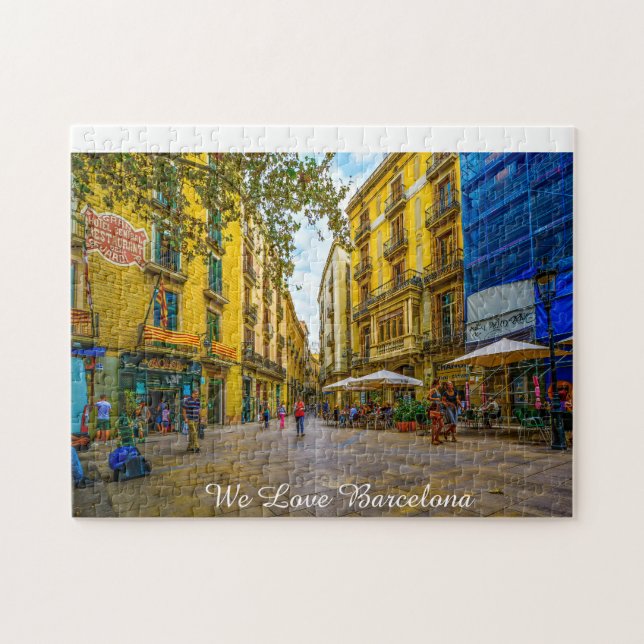 Scène De La Rue De Barcelone. Jigsaw Puzzle (Horizontal)