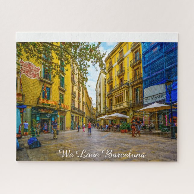 Scène De La Rue De Barcelone. Jigsaw Puzzle (Horizontal)