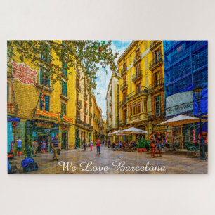 Scène De La Rue De Barcelone. Jigsaw Puzzle