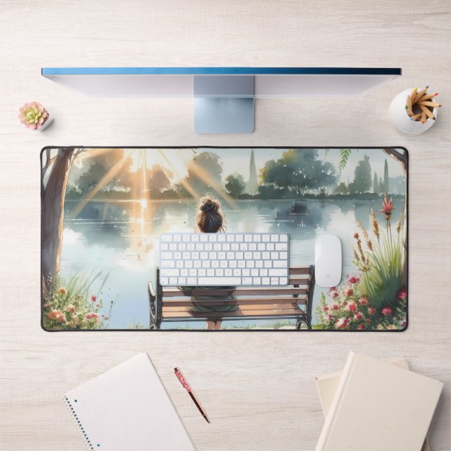 Scène de lac aux reflets de coucher de soleil (Bureau 1)