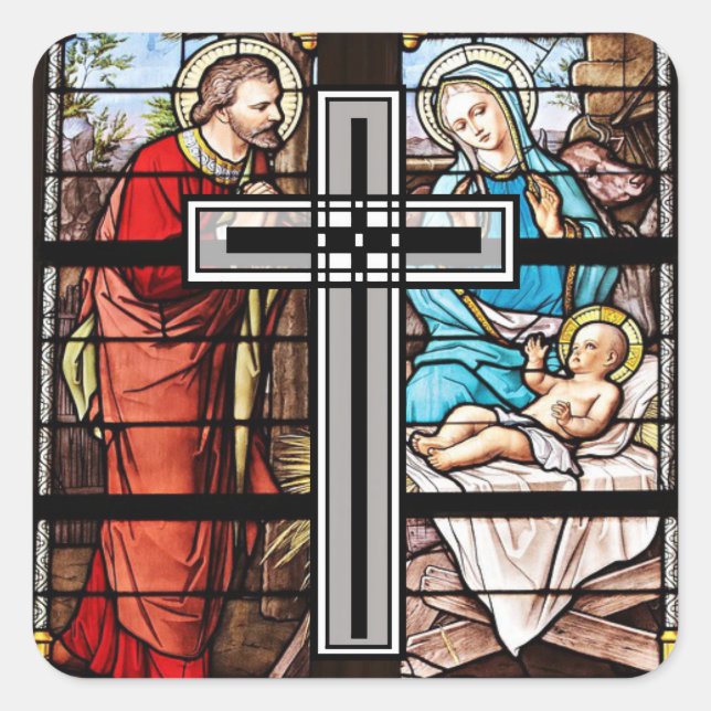Scène de l'église vitrée Jésus Stickers (Devant)