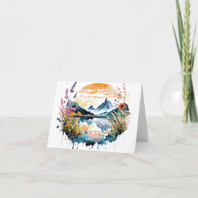 Scène de montagne à l'aquarelle (Devant)