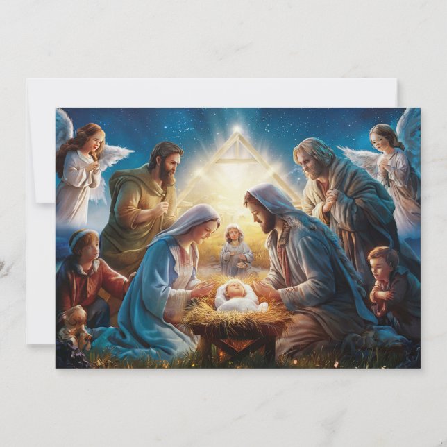 Scène de Nativité Baby Jesus Carte de Noël #1 (Devant)