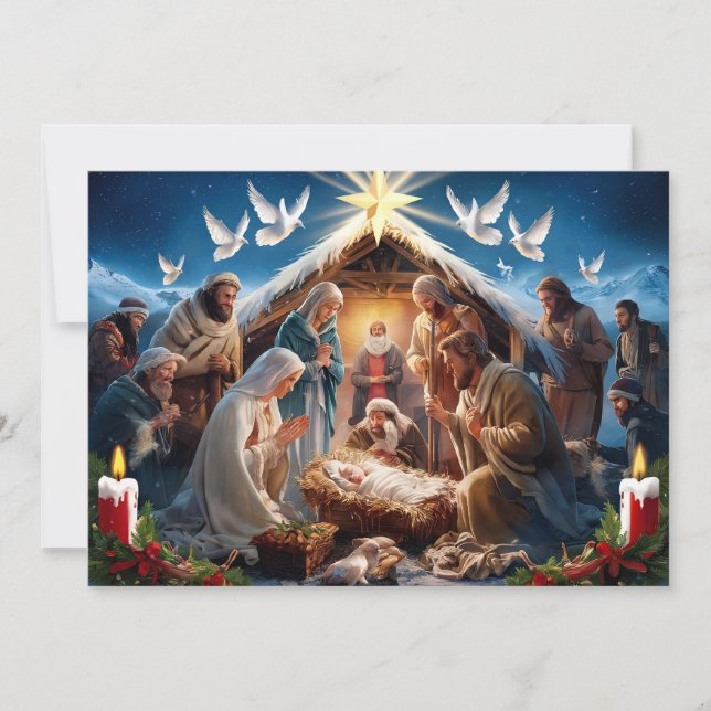 Scène de Nativité Bébé Jésus Carte de Noël #5 (Devant)