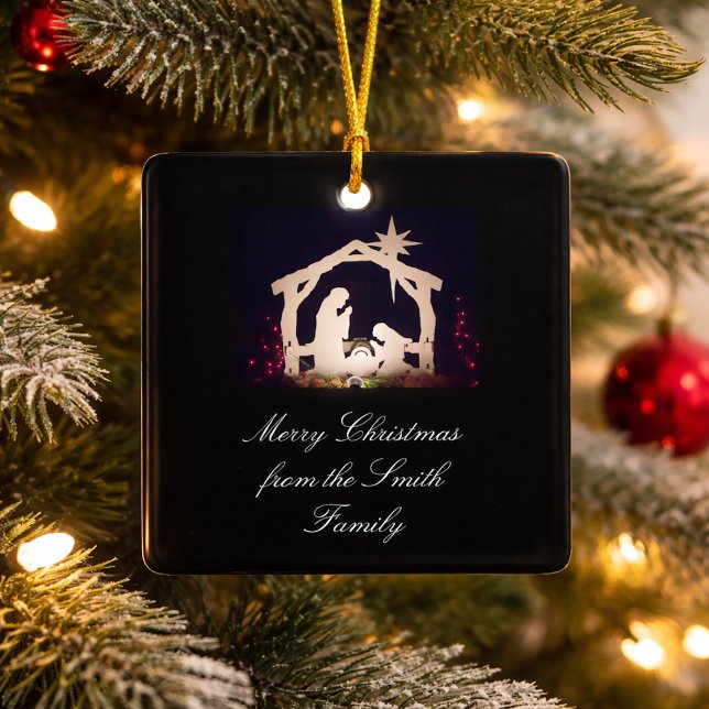 Scène de Nativité Joyeux ornement en céramique de  (Créateur téléchargé)