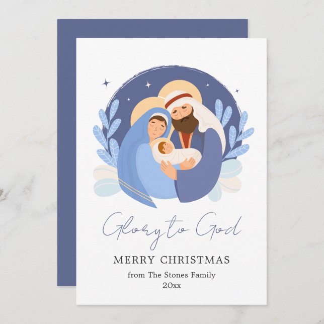 Scène de Nativité moderne Cartes de Noël Non-Photo (Devant / Derrière)