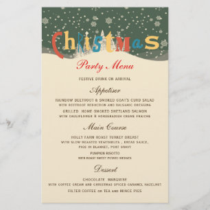 SCÈNE DE NEIGE DE NOËL MENU DE FÊTE DE NOËL