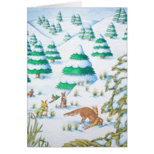 scène de neige hivernale pour le renard et le lapi