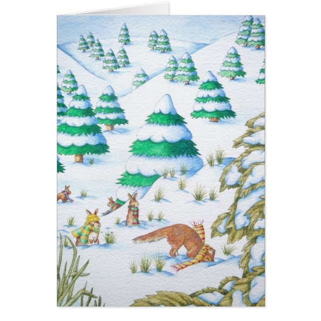 scène de neige hivernale pour le renard et le lapi (Devant)