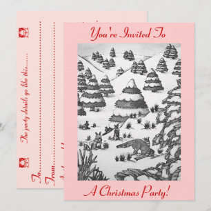 scène de neige renard et lapin invitation de noël