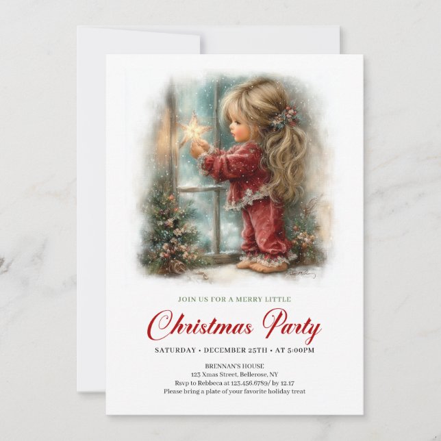 Scène de Noël adorable Invitation pour une fête de (Devant)