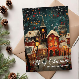 Scène de Noël cosy et rétro sur carte de saison