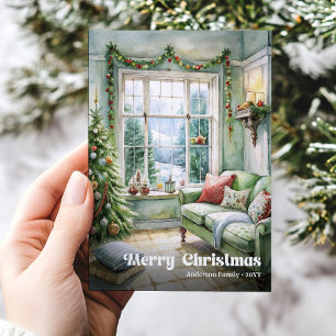 Scène de Noël élégante carte de vacances tradition