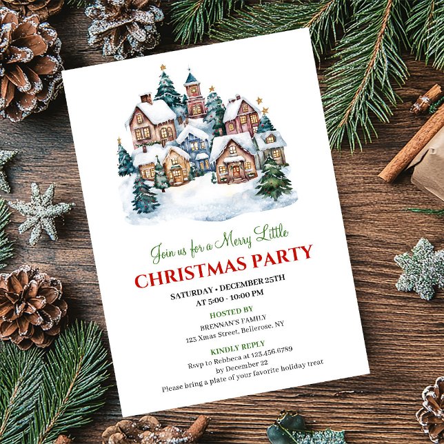 Scène de Noël moderne et cosy, invitation à un dîn (Modern cozy Christmas scene festive dinner invitation)