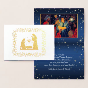 Scène de Noël Nativité Luxe Véritables Cartes à hu