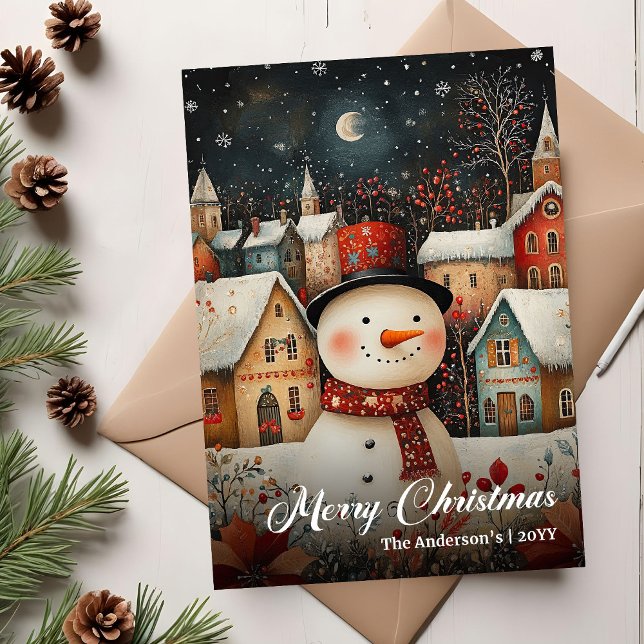 Scène de Noël rétro charmante carte festive (Charming retro Christmas tree festive card template

)