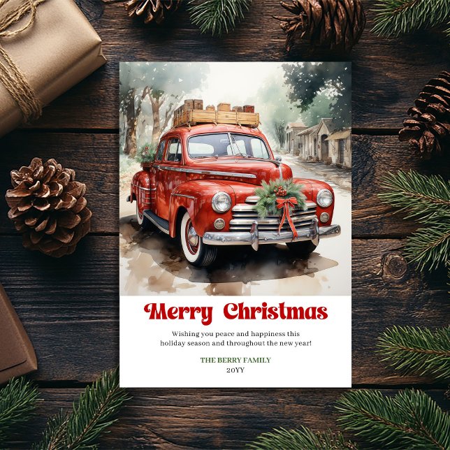 Scène de Noël rustique élégante carte de vœux vint (Elegant rustic Christmas scene vintage greeting card)