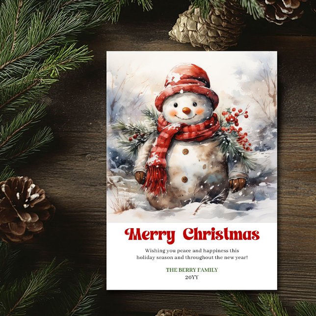 Scène de Noël rustique intemporelle carte de vœux  (Timeless rustic Christmas scene festive greeting card)