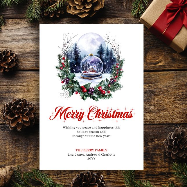 Scène de Noël unique Carte de vœux rouge vert (Unique Christmas Scene Red Green Greeting Card)