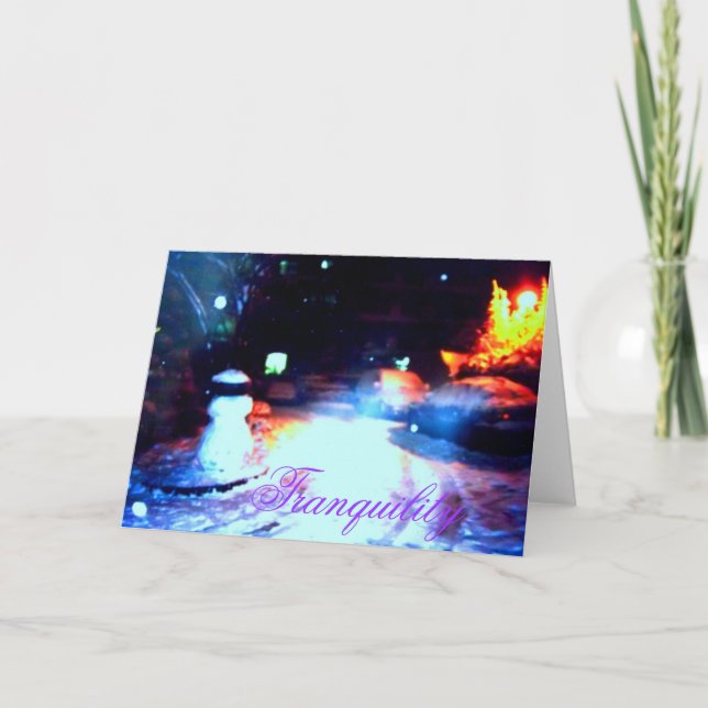 •·♥Scène de nuit enneigée romantique sur carte de  (Devant)