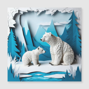 Scène de papercraft d'ours polaires dans une forêt