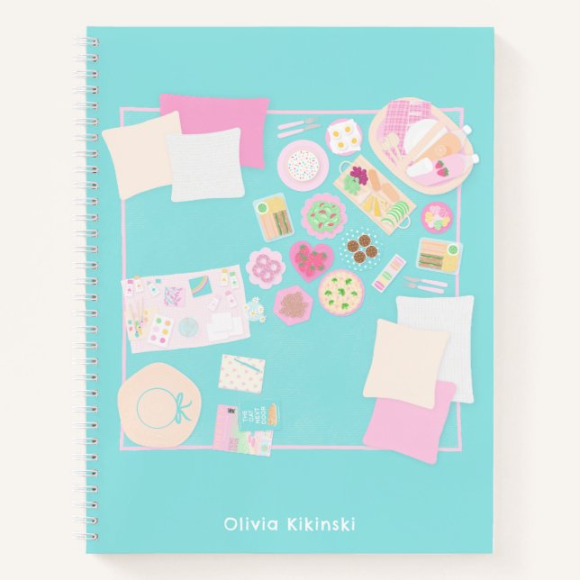 Scène de pique-nique girly illustrée - Cahier spir (Devant)