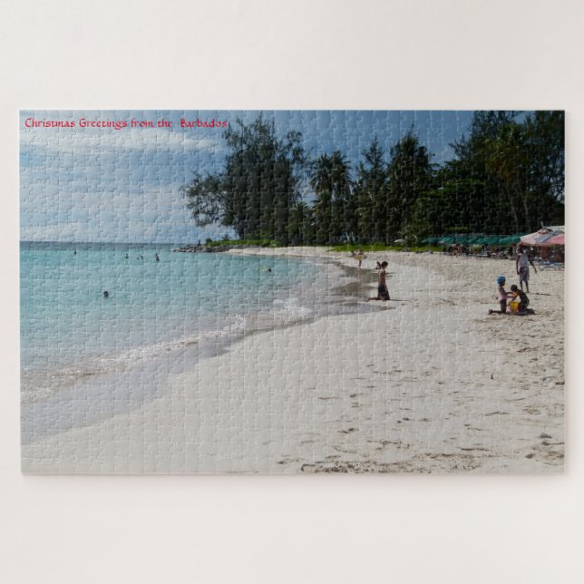 Scène de plage ensoleillée de la Barbade. Puzzle (Horizontal)