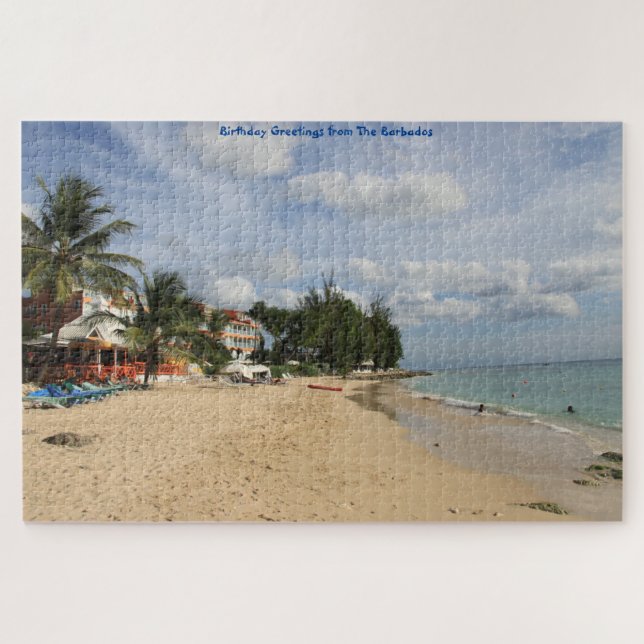 Scène de plage ensoleillée de la Barbade. Puzzle (Horizontal)