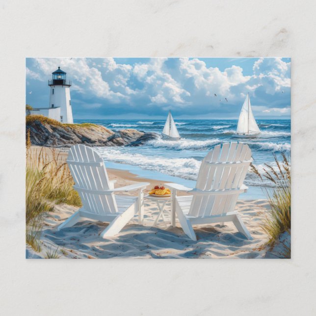 Scène de plage estivale carte postale d'art côtier (Devant)