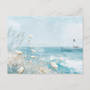 Scène de plage estivale carte postale d'art côtier
