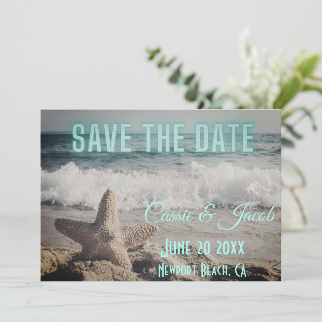 Scène de plage moderne Save the Date  (Debout devant)