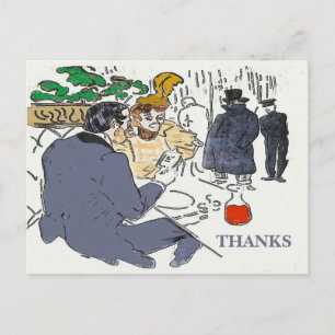 Scène de restaurant Merci, Carte postale