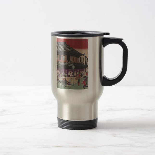 Scène de rue de Tokyo avec la tasse de voyage de (Droit)