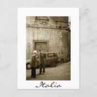 Scène de rue italienne à sepia frontière carte pos