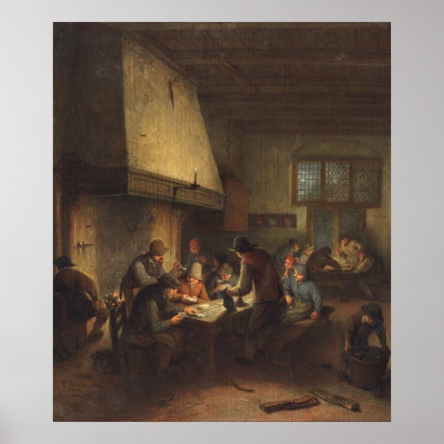 Scène de taverne - Adriaen van Ostade Poster des B (Devant)