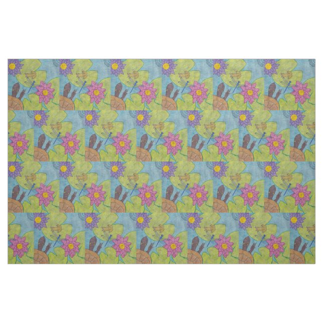 Scène d'étang - Tissu de lin ivoire (Fat Quarter)