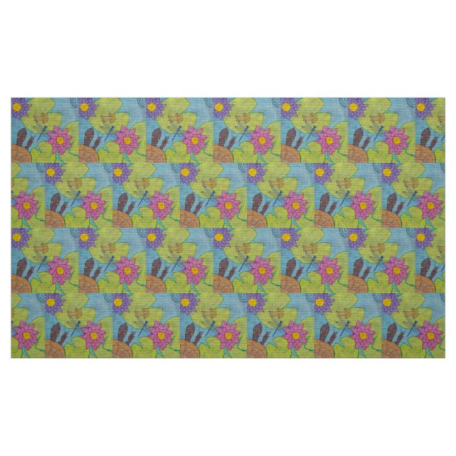 Scène d'étang - Tissu en trame de polyester (Fat Quarter)