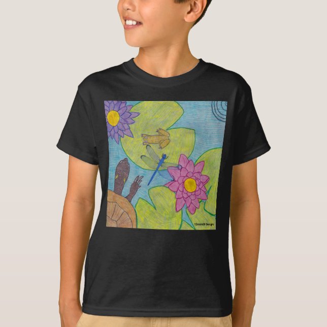 Scène d'étang (vif) - T-Shirt Basique pour Garçon (Devant)