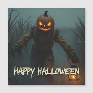Scène d'Halloween avec une tête de citrouille effr