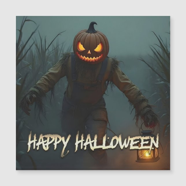 Scène d'Halloween avec une tête de citrouille effr (Devant)